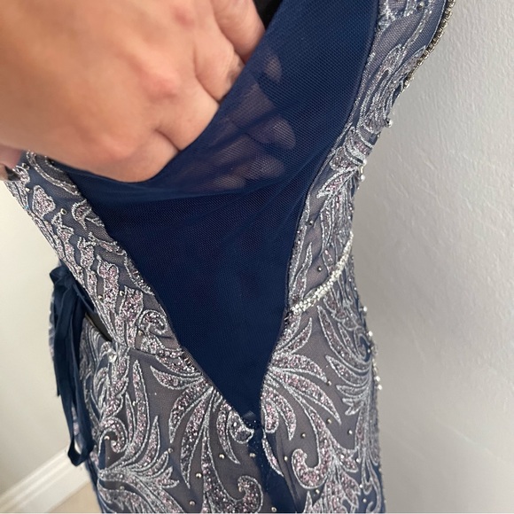 Elizabeth K by GLS Corset Tie Hand Beaded Mermaid Dress - Picture 6 of 9